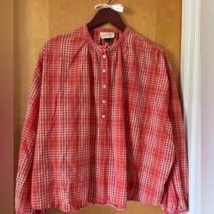 Universal Threads long sleeve plaid Henley button up orange fall